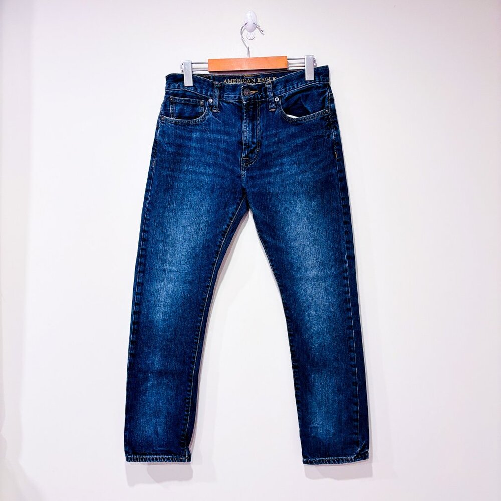 AMERICAN‎ EAGLE Dark Wash Slim Jeans | Men’s Blue Faded Denim | Size 30x30 *
